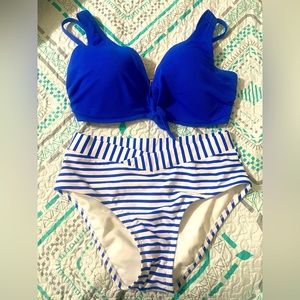 Blue and White 2 piece Bathing Suit